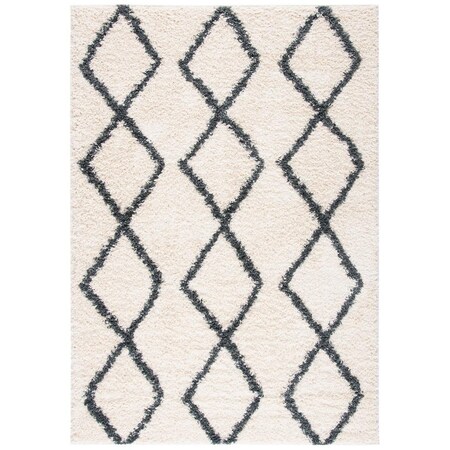 Safavieh Venus Shag Power Loomed Rectangle Shag Rug; Ivory & Dark Grey - 2 ft. -7 in. x 5 ft. VNS682B-3